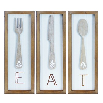 VIP Wood 16.88 in. White Eat Sign Set of 3
