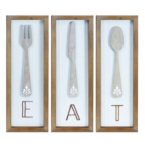 VIP Wood 16.88 in. White Eat Sign Set of 3 - 1 of 2
