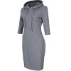 Women Casual Cotton Pullover Stripe Pocket Slim Keen Length Pullover Hoodie Dress - 2 of 4