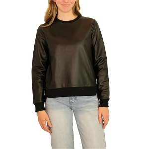 Elevenparis Womens Faux Leather Sweatshirt - 1 of 4