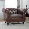 Classic Chesterfield PU Leather Armchair, Tufted Accent Chair Club Chair with Rolled Arms & Nailhead Trim – ModernLuxe - 2 of 4