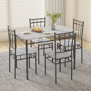 Dyonery Rectangular Dining Table Set for 4,5-Piece Kitchen Table and 4 Chairs,Dining Room Table Set,Space-Saving Kitchen Table Set for Small Space - 1 of 4