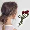 Unique Bargains Grace Tulip Hair Clips Red Green 1 Pc - 2 of 4