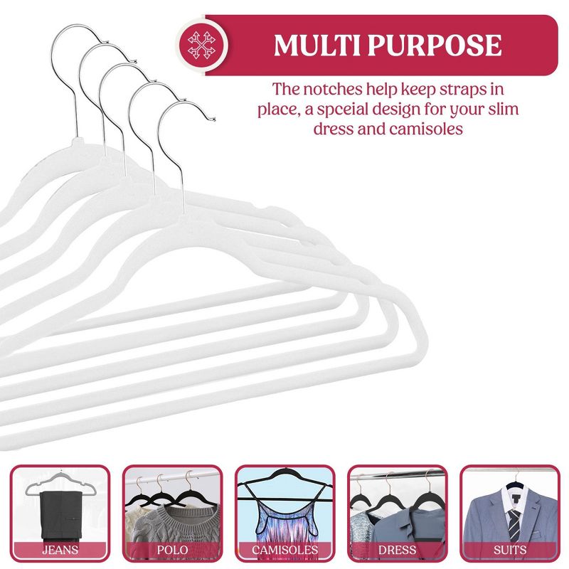 30/50 Non Slip Velvet Hangers Premium Heavy Heavy Duty Clothes Hangers with 360 Swivel Hook - Lux Decor Collection, 3 of 4