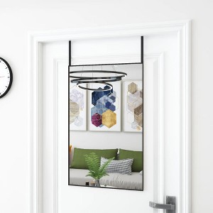 vidaXL Black Door Mirror - Aluminum Frame, Easy-to-Hang, 19.7"x31.5", Adjustable Height, Space-Saving Design for Bedroom, Living Room, Corridor - 1 of 4