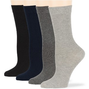 Women Cotton Solid Dress Socks - 4 Pack - Black, Brown, Blue, Grey, Beige  Khaki Shoe Size 5-9 M, 8-12 L | 7BIGSTARS KINGDOM - 1 of 4