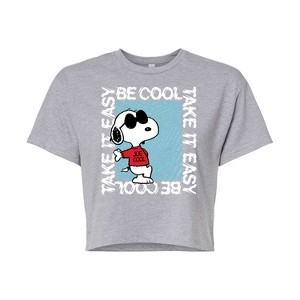 Women's - Peanuts - Be Cool, Take It Easy Snoopy Cropped Graphic T-Shirt - 1 of 4