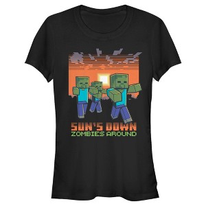 Juniors Womens Minecraft Sun's Down Zombies Around T-Shirt - 1 of 4
