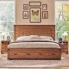 SinCiDo Queen Size Farmhouse Bed Frame, 54" Tall Geometric Headboard & 2 Storage Drawers ,Solid Wood Platform w/Reinforced Slats - 4 of 4