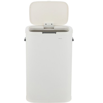 Tammi 14.5-Gallon Cotton White Metal Push Button Trash Can