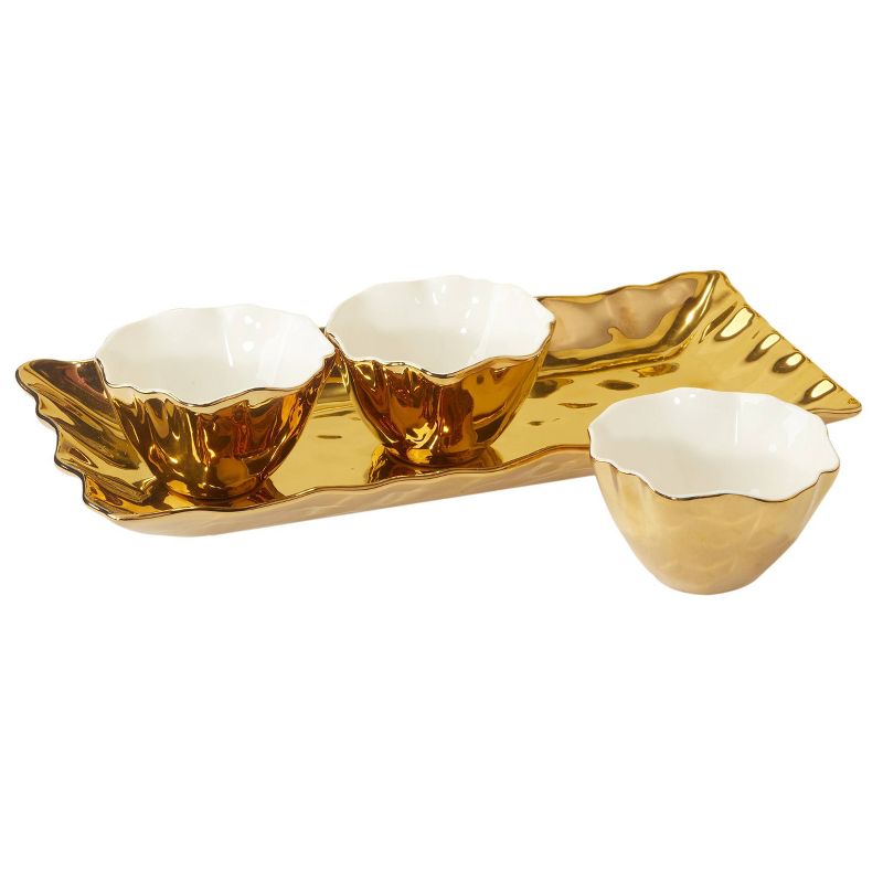 Certified International 4pc Gold Coast Tray and Condiment Bowl Set, 2 of 4