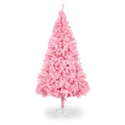 Syemin Artificial Trees FCH 7ft 1400 Branch PVC Branch Iron Bracket Christmas Tree Pink Artificial Hinged Christmas Tree, Green, 40"*40"*84"