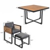 VisioGear 18-Pieces Wood Patio Dining Set with 8 Cushioned Chairs & 8 Ottomans & 2 Square Table, for Backyard, Gray, 44.5"*44.5"*29.5" - 3 of 4