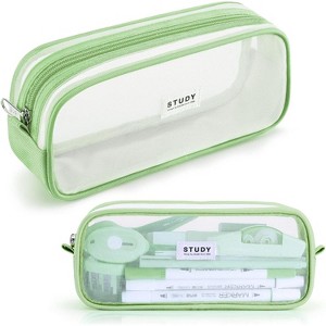 Fmeida Grid Mesh Pencil Case Large Capacity Pencil Case Big Pencil Pouch With Zipper Simple Stationery Bag Black - 1 of 4