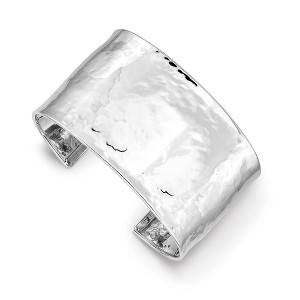 Black Bow Jewelry 37mm 14k White Gold Hammered Solid Cuff Bangle Bracelet - 1 of 4