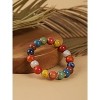 Boho Hippie Colorful Ceramic Beads Strand Stretch Bracelet, Bohemian Summer Beach - 2 of 4