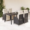 vidaXL Patio Dining Set with Cushions Outdoor Garden Furniture Poly Rattan - Black and Cream 59.1" Table Length 4 Piece - 2 of 4