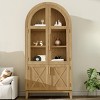 FONTOI Arched Shaped Storage Cabinet, Decorative 5-Tier Arched Bookcase with Glass Doors, Brown, 74.3"*36"*17.5" - 4 of 4