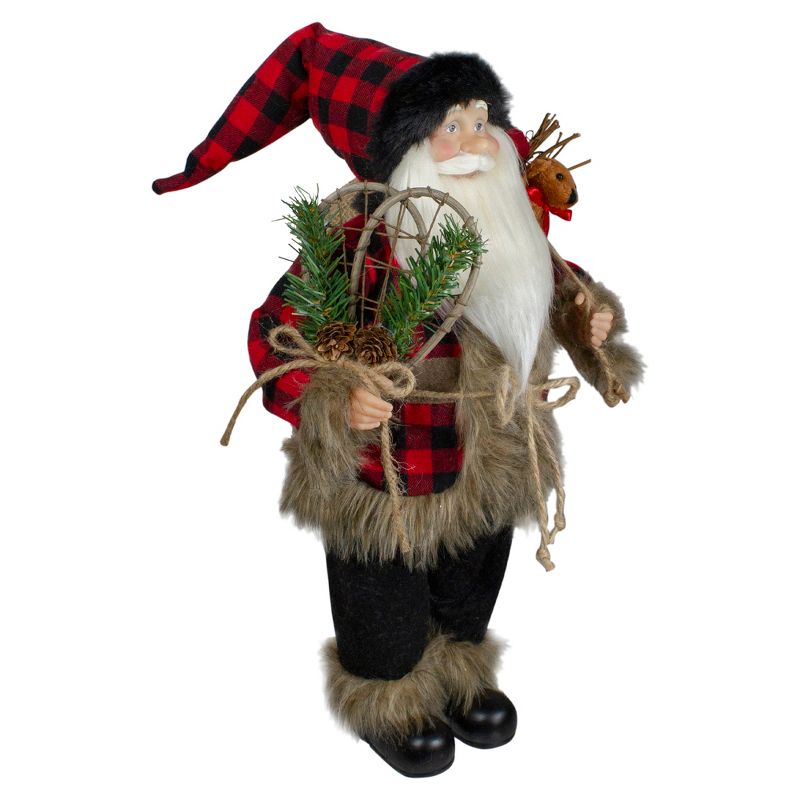 Northlight Standing Santa Christmas Figure with Snow Shoes and Bear - 18", 4 of 6
