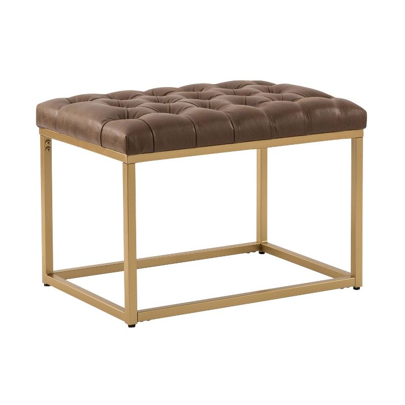 24" Button Tufted Metal Ottoman - WOVENBYRD, 4 of 11