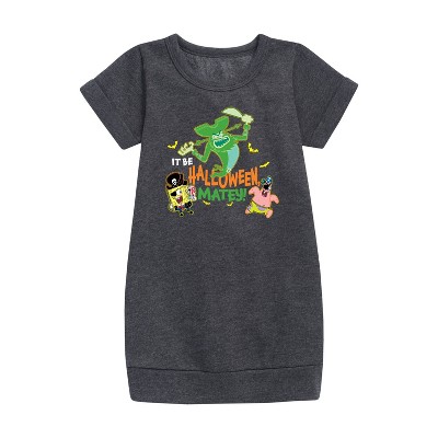 - SpongeBob SquarePants - It Be Halloween Matey Graphic Short Sleeve Fleece Dress