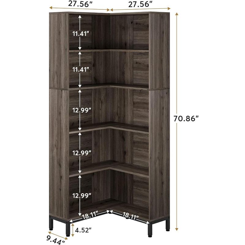 Tribesigns 71 inches 6-Tier L-Shaped Corner Bookcase, 3 of 8