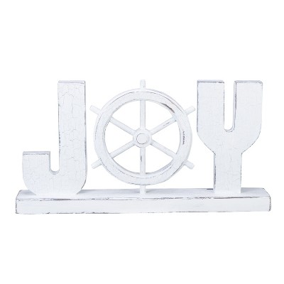 Beachcombers Joy Word Figure-White Coastal Beach House Decor Decoration