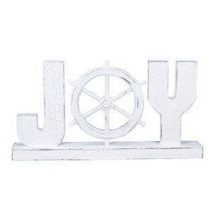 Beachcombers Joy Word Figure-White Coastal Beach House Decor Decoration - 1 of 2