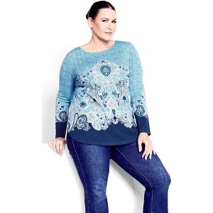 Avenue Women's Plus Size Delilah Placement Top - 1 of 4