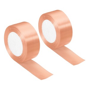 Unique Bargains Single Side Solid DIY Wrapping Decoration Roll Satin Ribbons 2 Pcs - 1 of 4
