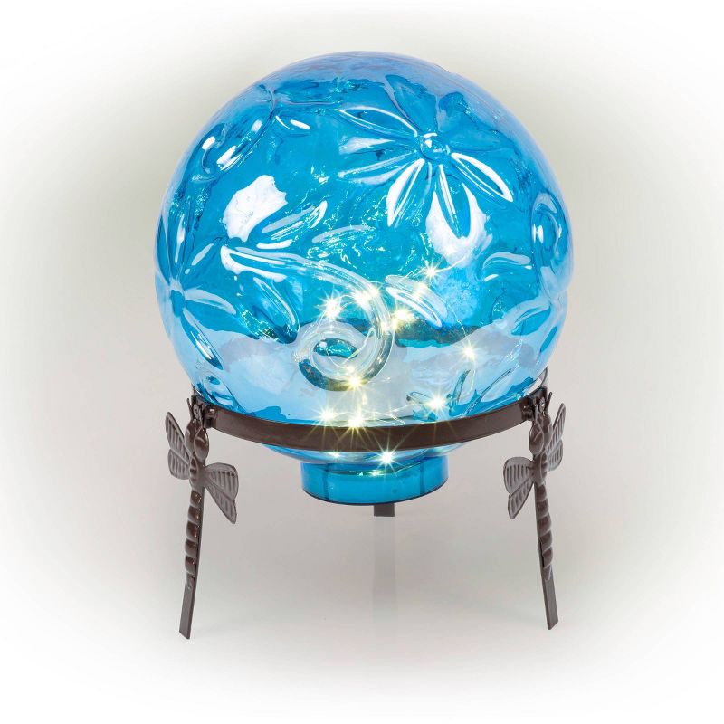 13&#34; Glass Globe D&#233;cor with LED Light Blue - Alpine Corporation, 3 of 12