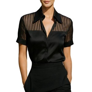 sheer stripe see-through shirt blouse