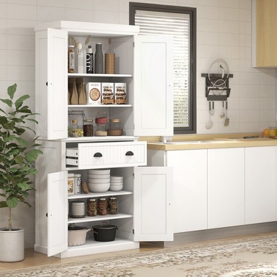 Homcom 72" Modern Freestanding Kitchen Pantry Cabinet Cupboard with Doors and 3 Adjustable Shelves, White — фото 2