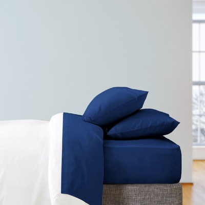 Navy Queen Deep Pocket Bamboo Microfiber Sheet Set