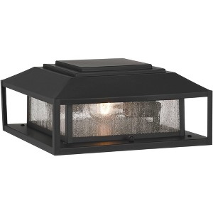 John Timberland Gregor 6" High Modern Outdoor Pier Mount Light Fixture Porch House Exterior Outside Weatherproof Black Seeded Glass Shade Front Door - 1 of 4