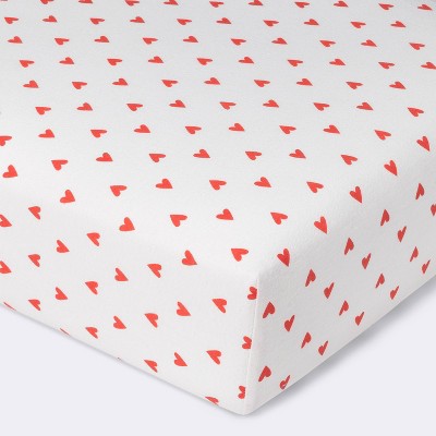 Flannel Crib Fitted Sheet Hearts - Cloud Island™ Red/White