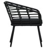 vidaXL Patio Chairs - Set of 2 Black Poly Rattan Steel Frame Chairs with Comfortable Cushions for Outdoor Deck, Garden Lounge, and Patio Seating - 4 of 4