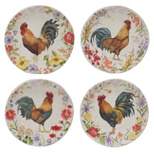 Set of 4 Floral Rooster Assorted Salad/Dining Plates - Certified International