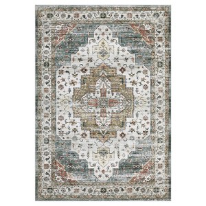 Vintage Washable Floral Medallion Large Rugs for Bedroom Living Room, Non Slip Retro Accent Floor Carpet for Home Office - 1 of 4