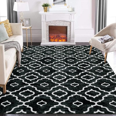 Washable Area Rugs for Living Room Bedroom Decor Modern Trellis Carpet Non Skip Floor Mats Distressed Large Rug for Dining Room Office