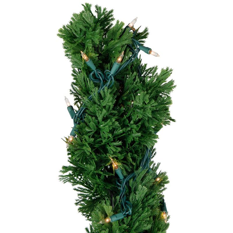 Northlight Real Touch™ Pre-Lit Artificial Cedar Spiral Topiary Tree, Clear Lights - 5.5', 4 of 10