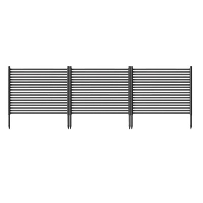 Privacy Screen, 3-Panel Metal Animal Barrier, Rustproof Outdoor Decorative Fence for Patio,Yard Black
