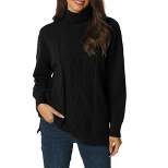 Seta T Women's Fall Winter Turtleneck Long Sleeve Spilt Hem Tunic Pullover Sweater