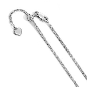 Black Bow Jewelry Rhodium Plated Sterling Silver 1.5mm D/C Adj. Wheat Chain Necklace - 1 of 4