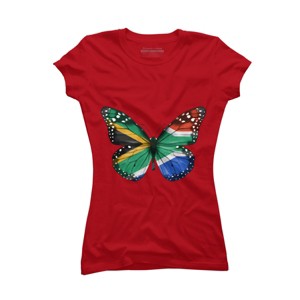 Junior's Design By Humans Butterfly Flag Of South Africa By GiftsIdeas T-Shirt - 1 of 2