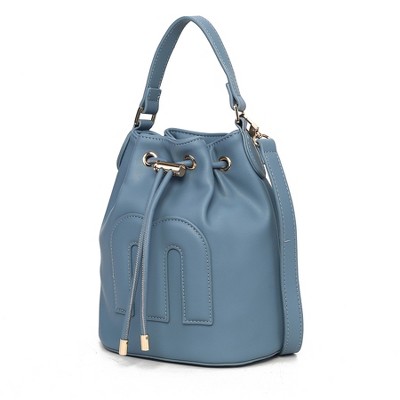 MKF Collection Soraya Buckle Shoulder Bag Faux Leather Handbag for Women by Mia K - Denim