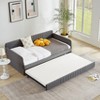 Twin Size Metal Daybed with Trundle, Sofa Bed with Linen Upholstery in Gray - ModernLuxe - 2 of 4