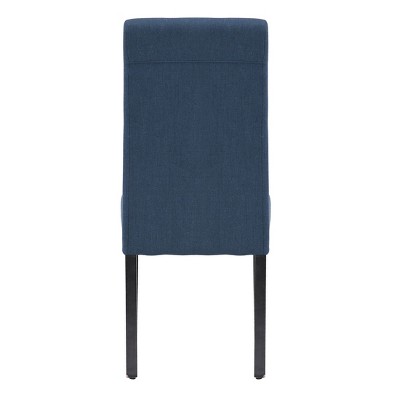 Blue Upholstered Parsons Dining Side Chair with Rubberwood Legs