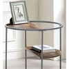 Unique Industrial Style Half Shelves 1pc End Table Gray And Walnut Finish With Three Shelves Powder Coated Frame Coffee Table-Not Included - 3 of 4