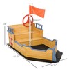 VYNXARIA Wooden Kids Pirate Sandbox, Outdoor Sandboat with Bench Seats, Storage, Non-Woven Fabric Cloth for Backyard, Lawn - 3 of 4